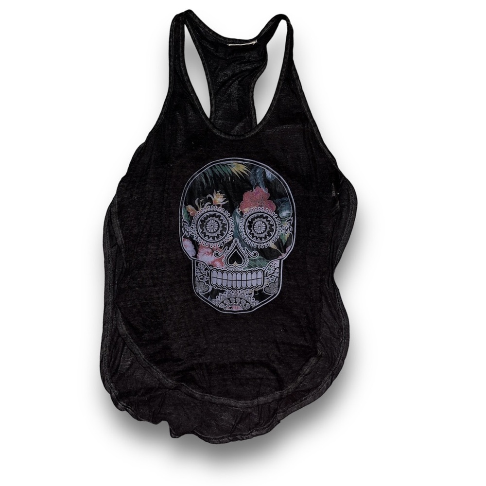 NWOT super soft and stretchy racer back tank top. Sugar skull. Size: L